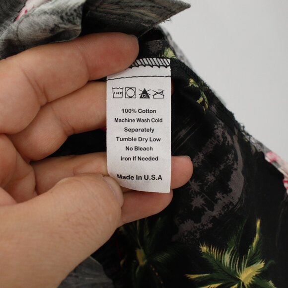 Iron and Resin Shirt Men's Large Button Up Flamingo tropical palm Reverse Print - Picture 5 of 12